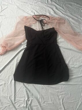 Black Women's dress with sheer sleeves